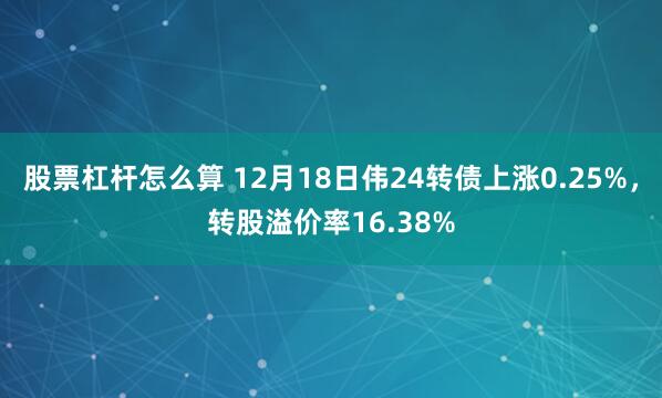 股票杠杆怎么算 12月18日伟24转债上涨0.25%，转股溢价率16.38%