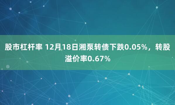 股市杠杆率 12月18日湘泵转债下跌0.05%，转股溢价率0.67%