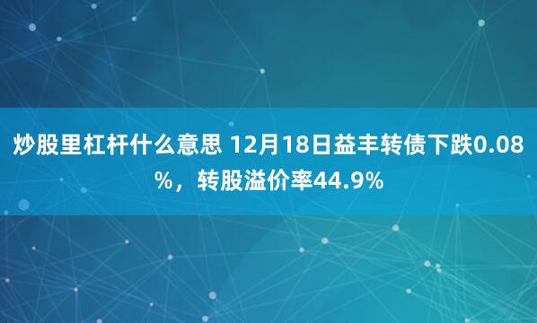 炒股里杠杆什么意思 12月18日益丰转债下跌0.08%，转股溢价率44.9%