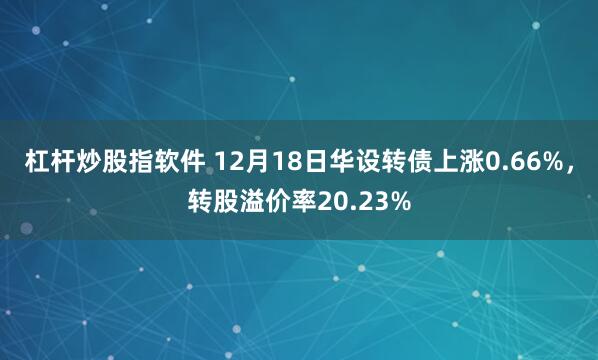 杠杆炒股指软件 12月18日华设转债上涨0.66%，转股溢价率20.23%