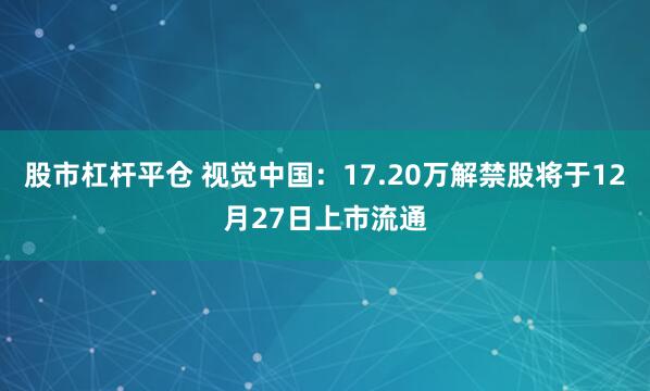 股市杠杆平仓 视觉中国：17.20万解禁股将于12月27日上市流通